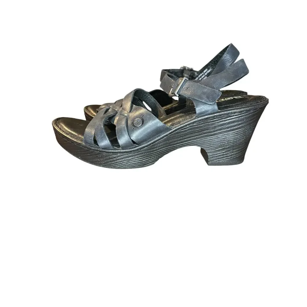 Born Women's Carmo Woven Strap Slingback Sandal US 8 Black Leather Block Heel - Picture 2 of 6
